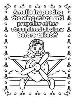 Free printable Amelia Inspecting Airplane Before Takeoff coloring page