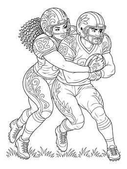 Two players colliding during an exciting match on this football coloring page.