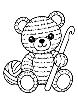 Free printable Amigurumi Crochet Teddy Bear coloring page