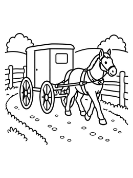 Free printable Horse Pulling An Amish Buggy coloring page