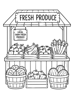 Free printable Fresh Produce Farm Stand coloring page