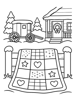 Free printable Winter Quilt And Buggy Scene coloring page