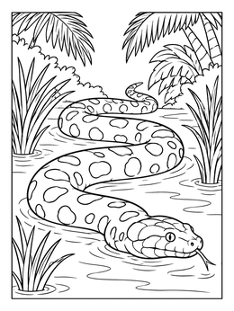 Free printable Anaconda Swimming In The River coloring page