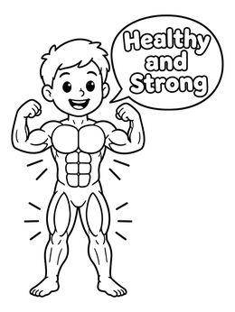 Free printable Healthy And Strong Boy Muscles coloring page