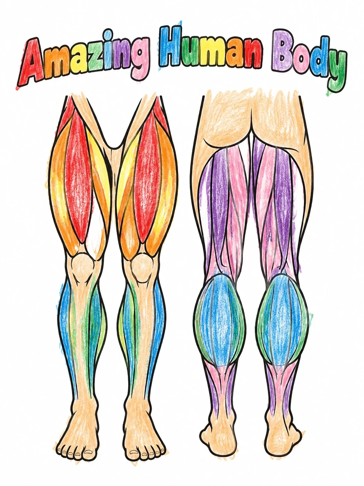 Colored example of the Leg Muscles Front And Back Diagram coloring page