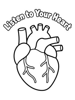 Free printable Human Heart Anatomy Line Art coloring page