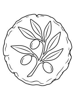 Free printable Ancient Coin With Olive Branch coloring page