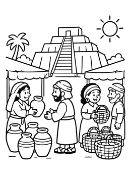 Free printable Ancient Market By The Ziggurat coloring page