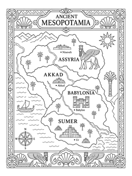 Free printable Ancient Mesopotamia Historical Map coloring page