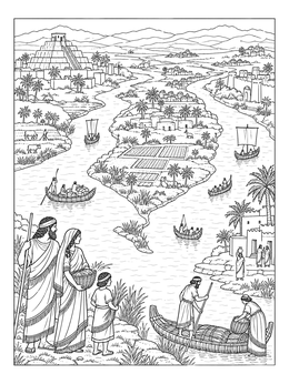 Free printable Ancient Mesopotamia River Valley Life coloring page