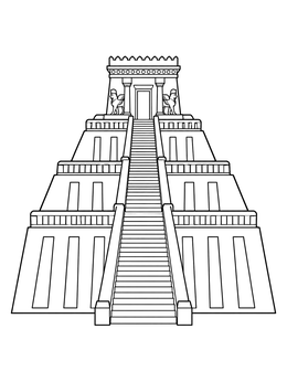 Free printable Ancient Mesopotamian Ziggurat Temple coloring page