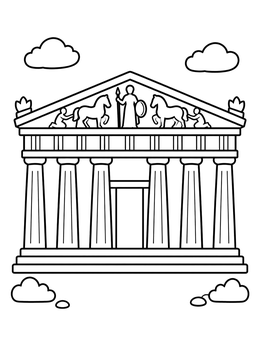 Free printable Ancient Parthenon Temple Facade coloring page
