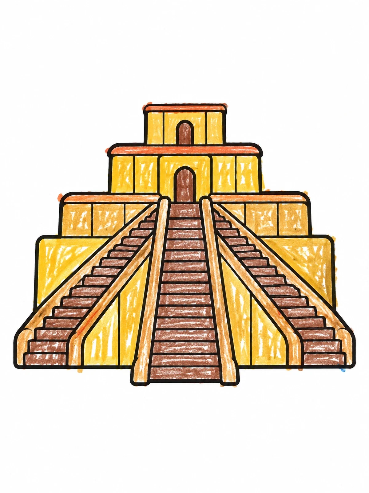 Colored example of the Ancient Step Ziggurat Temple coloring page