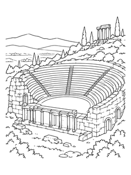 Ancient stone theater in Cyrene featured on this libya coloring page.