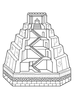 Free printable Ancient Ziggurat Cross Section coloring page