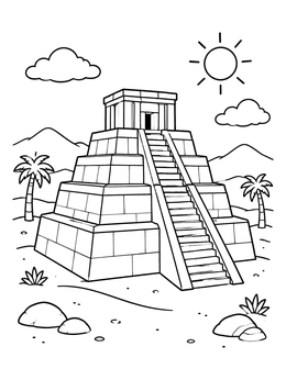 Free printable Ancient Ziggurat In The Desert coloring page