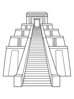 Free printable Ancient Ziggurat Grand Staircase coloring page