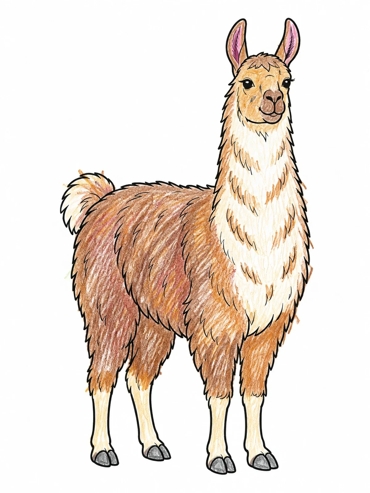 Colored example of the Andean Llama Of The Inca coloring page