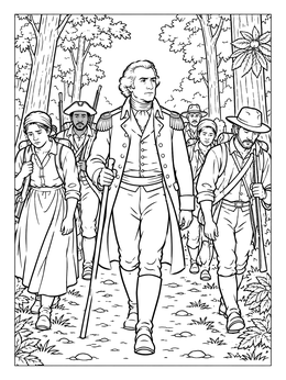 Free printable General Andrew Jackson Marching With Troops coloring page