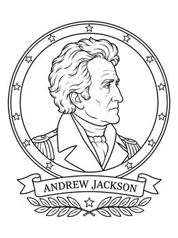 Free printable Andrew Jackson Profile Medallion Portrait coloring page