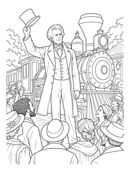 Free printable Andrew Jackson At The Train Station coloring page
