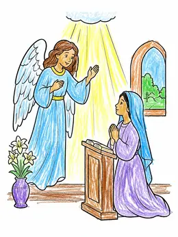 Drawing Angel Examples Angel Appearing To Mary Coloring Page