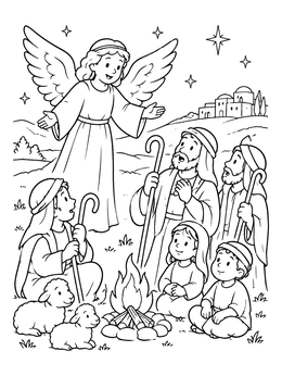 Free printable Angel Appearing To The Shepherds coloring page