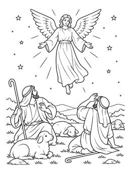 Free printable Angel Appearing To The Shepherds coloring page