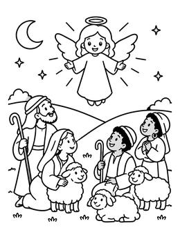 Free printable Angel Appearing To The Shepherds coloring page