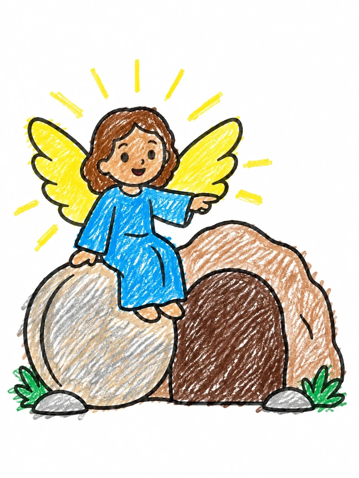 Colored example of the Angel At The Empty Tomb coloring page