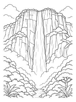 Free printable Angel Falls Flowing Down Mount Auyán Tepui coloring page