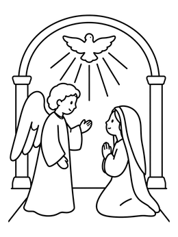 Free printable Angel Gabriel Visiting Mary coloring page