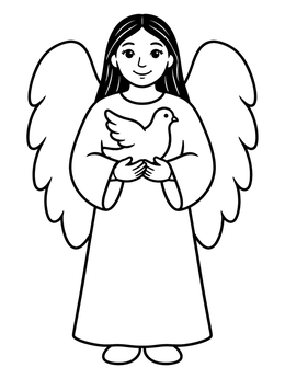 Free printable Gentle Angel Holding A Peaceful Dove coloring page