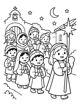 Free printable Angel Leading The Posadas Procession coloring page