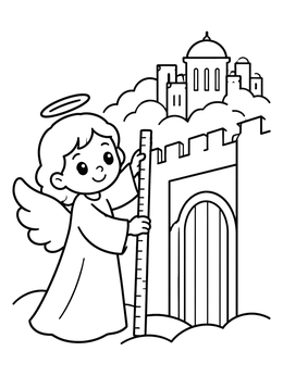 Free printable Angel Measuring The Heavenly City coloring page