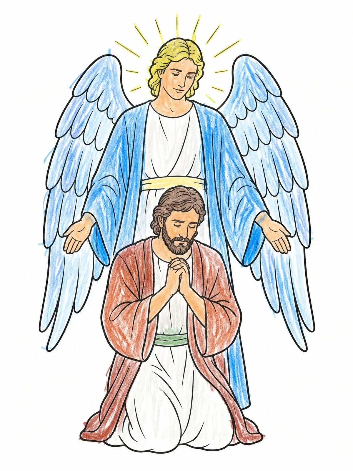 Colored example of the Angel Protecting Daniel In Prayer coloring page