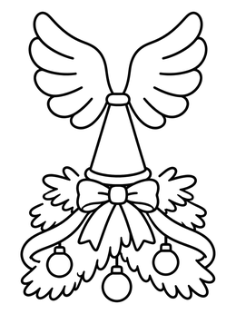 Free printable Angel Wings Christmas Tree Topper coloring page