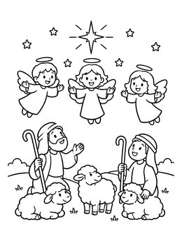 Free printable Angels Singing To Shepherds coloring page