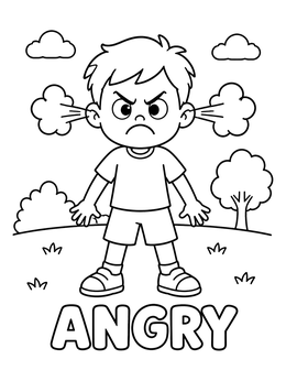 Free printable Angry Boy With Steaming Ears coloring page