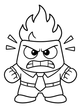 Free printable Angry Character With Flaming Hair coloring page