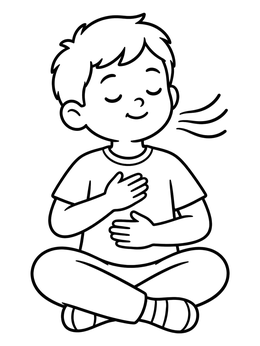 Free printable Calm Boy Deep Breathing Exercise coloring page
