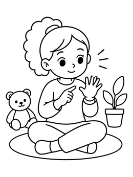 Free printable Calm Girl Counting On Fingers coloring page