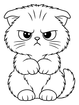 Free printable Grumpy Little Fluffy Kitten coloring page