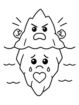 Free printable Anger Iceberg With Hidden Feelings coloring page