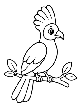 Free printable Cute Red Crested Turaco On Branch coloring page