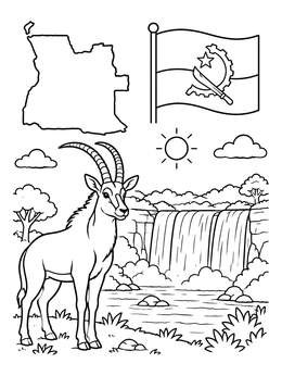 Free printable Angola Symbols And Giant Sable Antelope coloring page