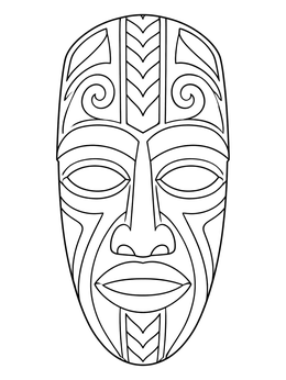 Free printable Traditional Carved African Mask coloring page