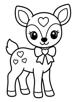 Free printable Cute Valentine Deer Fawn coloring page
