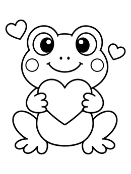 Free printable Cute Frog Holding A Heart coloring page