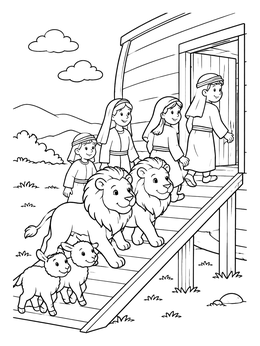 Free printable Animals And Family Boarding The Ark coloring page